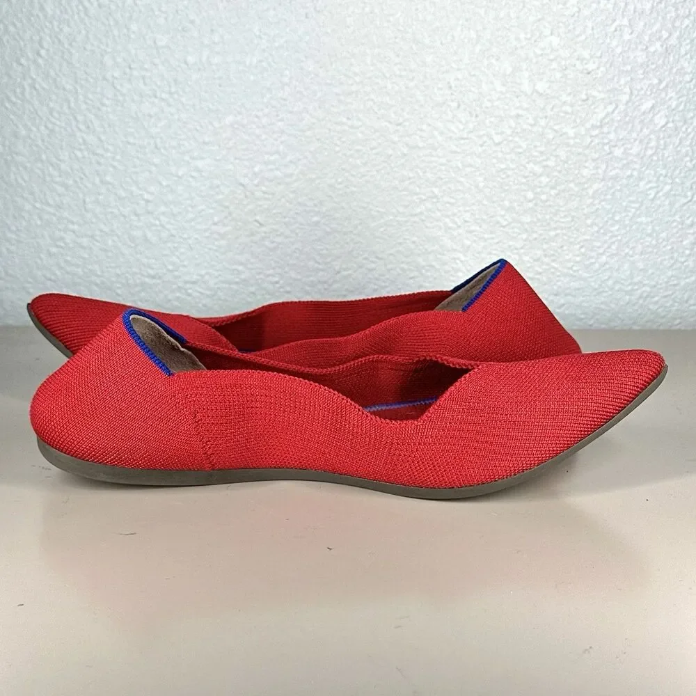 Rothy’s The Point Flats Red And Blue Knit Women’s Size 9.5 Washable Comfort - Picture 6 of 14